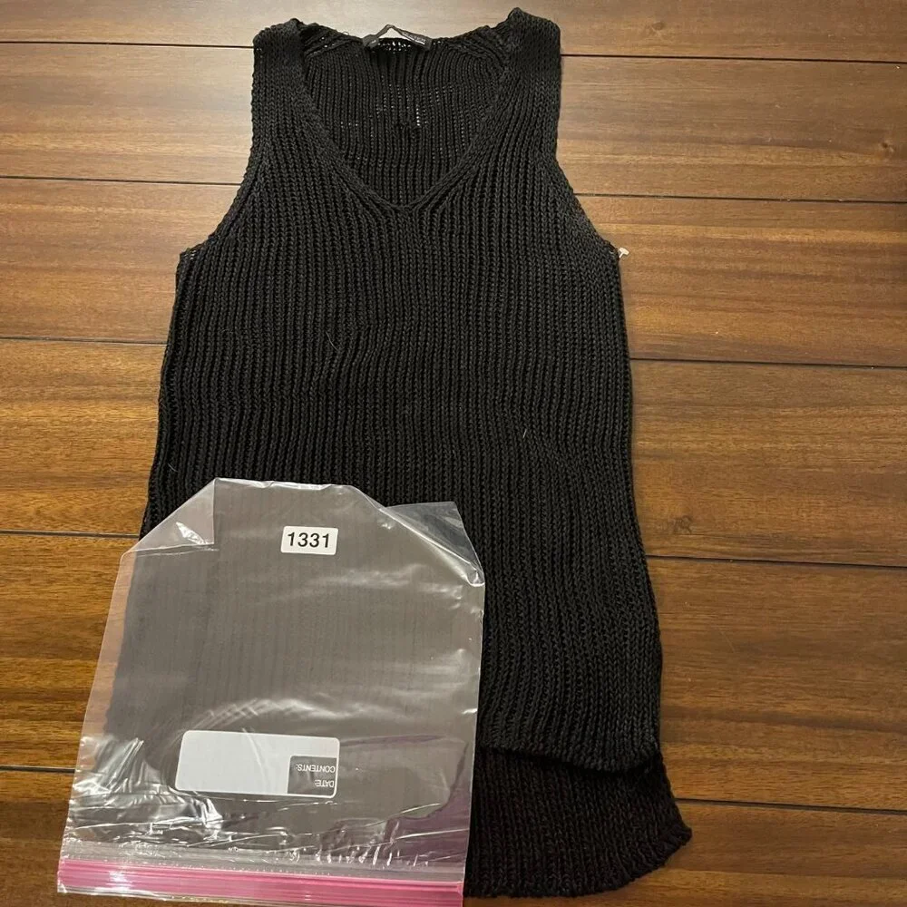 360 Sweater Women's Knitted Tank Dress Black Size Medium